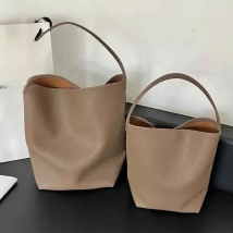 Motingsome Soft Cowhdie Minimalism Women Bucket Bag Elegant French Style Lady Large Tote Bag Luxury Thick Real Leather Bag 2022