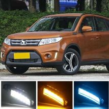 2PCS Car LED Daytime Running Light DRL Fog lamp with yellow Turn Signal For Suzuki Vitara 2015 2016 2017 2018 2019 2020
