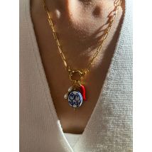 Peri'sbox New Boho Red Enamel Chili Ceramic Imitation Pearls Pendant Necklace for Women Stainless Steel Charming Jewelry Bijoux