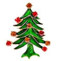 CINDY XIANG Christmas Tree Brooches For Women And Men 2-color Rhinestone Green Enamel Plant Pins New Year
