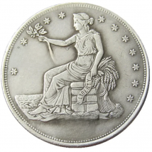 US 1876 P/S/CC/SC Trade Dollar Silver Plated Copy Coin