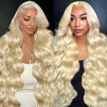 13x4 13x6 HD Transparent Lace Frontal Wig 613 Honey Blonde Color Brazilian Raw Body Wave 40 42 inches Human Hair Wig for Women