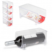 KROWN - Organizador de Botellas 10x10x20cm, Botellero Apilable Transparente, Botellero Vino Nevera, Botellero Encimera, Almacenamiento Botellas, Porta Botellas Apilable