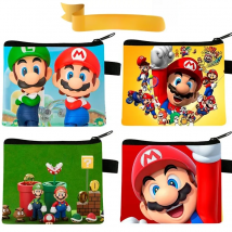 Super Mario Wallet Anime Game Bowser Yoshi Luigi Cartoon Cute Zipper Pouch Bag for Kids Portable