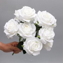 WQNJIN Simulation Big Rose Bouquet Wedding Flowers 10 Heads Fake Roses Artificial Flower Silk Flowers Home Decoration