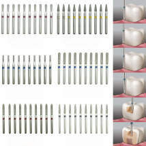 10pcs Dental Diamond Burs Dentistry Dental Clicnic Crown Preparation Tapered Chamfer Dentist Tooth Fillings Cavity Preparation