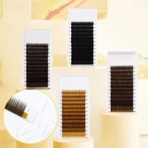 H&L SINCE 1990  High Quality Eyebrow Extensions 4 Color 12 Lines Per Tray False Eyebrow No Curl Eyelash Dark Brown Light Brown