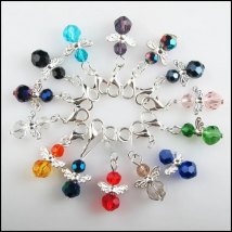 15Pcs Silver Plated Star Retro Mixed Ball Crystal 14x22mm Angel With Lobster Claw Clasps Charms