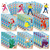 8/16Sheets Disney The Little Mermaid Kids Puzzle Stickers DIY Assemble Jigsaw Children Party Game