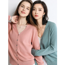 YSZWDBLX Spring Autumn Women Cardigans Single Breasted V-neck Solid Knitted Sweater Slim Female White Cardigans Casual Outerwear