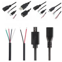 DIY Data Line Charging Cord Type-C Micro USB A Female Male Jack Power Supply Extension Cable 2 4 Pin 2-core/4-core Wires 0.5m 2m