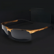 High Quality Ultra-Light Aluminum Magnesium Sport Sunglasses Polarized Men UV400 Rectangle Gold Outdoor Driving Sun Glasses