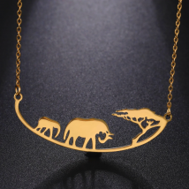 Cazador Mother Kid Elephant Necklace for Women New in Stainless Steel Jewelry Animal Pendant Necklace Anniversary Mother Gift