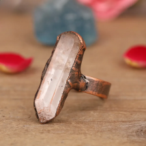 Natural Citrines Amethysts Quartz Beads Bronze Finger Rings For Women Gemstones Double Beads Open Adjustable Rings Dropship