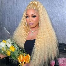 13x6 HD Ricci 613 Parrucche anteriori in pizzo biondo per capelli umani Onda profonda 13x4 Onda d'acqua Parrucche frontali in pizzo trasparente colore biondo miele