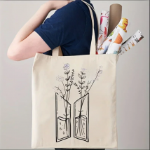 1 Pc Flower Tote Canvas Bag, Army Friend Gift, Bangtan Cloth Bag, Kpop Fan Bag