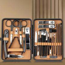 7/16/18Pcs Manicure Set Stainless Steel Professional Pedicure Kit Nail Grooming Kit Clippers Kit with Black PU Leather Case