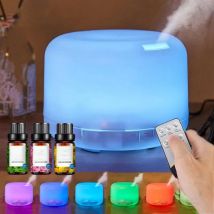 Aroma Diffuser with 3pcs Essential Oil, Air Humidifier with Colorful Night Light and Remote Control for Bedroom Office Yoga Room