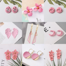 Pink Color Dangle Earrings for Women Korean Fashion Flower Long Hanging Earrings Butterfly Heart Pendants Twist Drop Earrings