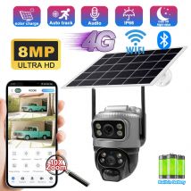 Kamera słoneczna 8MP 4K 4G Wifi Zewnętrzny podwójny obiektyw PIR Wykrywanie ludzi Noktowizor Wodoodporny Monitor CCTV z baterią słoneczną