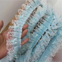 5CM Wide Beautiful Lake Blue Tulle Yarn Lace Collar Appliques Ribbon Embroidery Dress Guipure Sewing Fabric For Wedding 2019