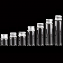 5ml 6ml 7ml 10ml 14ml 18ml 20ml tiny Transparent Glass Bottles with Silver Aluminium Screw Cap Cute Jar Vials DIY Craft 100pcs