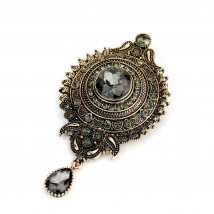 Sunspicems Retro Gold Color Vinage Brooch Full Gray Rhinestone Turkish Dsign Circular Badge Ethnic Party Jewelry Gift