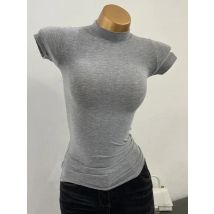 Half-high Collar T-shirt korean Transparent Short-sleeved Slim-fit Elastic Solid Inner Bottoming Shirt Sexy Big Chest T-shirt