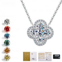 JECIRCON S925 Sterling Silver Moissanite Necklace for Women Lucky Full Diamond Moissanite Pendant Clavicle Chain Fine Jewelry