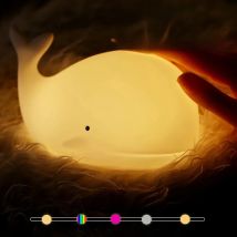 LED Night Light Cute Whale Cartoon animals Silicone Lamp for Children Kid Touch Sensor Timing USB Rechargeable for Birthday Gift