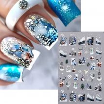 5D Embossed Christmas Snowman Snowflakes Nail Art Stickers Cartoon Santa Claus Elk Nail Decal DIY New Year Manicure Decoration