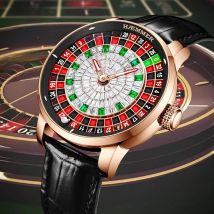 HAEMMER High end Design New Mechanical Watch NH35 Rotating Dial Las Vegas Roulette Desktop Theme Men's Diamond Luminous Watch