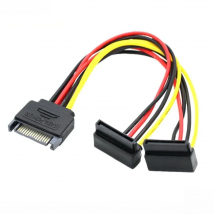 SATA Right Angle 1 to 2 way 15Pin SATA Power Extension Cable Male to Dual Female SATA SSD Power Port Multiplier 20cm Best Price