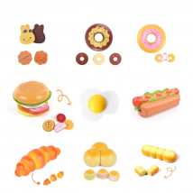 1pc Breakfast Simulation Food Toys Pretend Play Game Donut Hamburger Hot Dot Wood Toys for Kids House Play Early Learning Educ