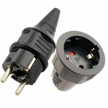 Black EU 16A 250V Korea Russia Germany Grounded Industry Assemble Wiring Power Cable Connector Female Male Socket Plug Type E