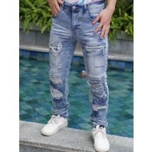 Men'S Wide Leg Jeans  Distressed And Patched Style  New Arrivals For Summer  Breathable And Cool  Promotion With Free Shipping