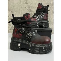 Men's 2024 Winter New Thick-soled Inner Heightening Fashion Fried Street Personality High-top Leather Boots