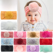 2021 new Children Pompoms Headband Girls Winter Cotton Elastic Hair Bands Turban For Kids Ball Hair Accessories girls
