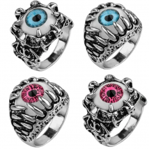 Men's Fashion Vintage Dragon Claw Evil Eye Ring Fashion Devil Eyeball Party Rings Men Jewelry Anime Skull Hip Hop