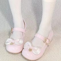 Spring New Coarse Heel Single Shoes Women's Fashion Round Head Shallow Bow Anti-slip Wear-resistant Mary Jane Shoes