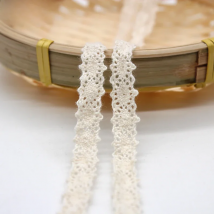 10yards/lot 1cm Crocheted Lace Trims Handmade Beige Cotton Lace Ribbon DIY Patchwork Cloth Hometexile Dress Wrap Embellishment