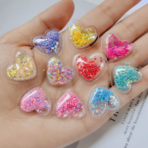 50pcs DIY kawaii flat back resin glitter heart  new arrival resin cabochons accessories for kids hair clips