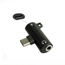 1pcs/ 2 in 1 C type revolving 3.5mm jack earphone charging converter USB Type-C female audio adapter, suitable for Xiaomi Huawei