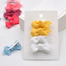Set of 4 Tiny Grosgrain Ribbon Bow Hair Clips 1.4inch Cute Baby Bow Hairpins Toddler Girl Hair Accessory