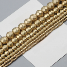 Matte Natural Stone Bead Faceted 14 Gold Color Hematite Stone beads for Jewelry Making DIY Bracelets Necklace 2 3 4 6 8 10mm