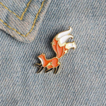 Little Fox Enamel Pins Custom Mini Animal Brooches for Shirt Lapel Backpack Cartoon Big Tail Fox Badge Jewelry Gifts for Friends