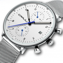 CRRJU Mens Watch Top Luxury Brand Men Stainless Steel WristWatch Men's Military waterproof Date Quartz watches relogio masculino