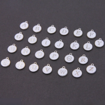 10pcs/26pcs Alphabet Letter Double Face Enamel Charms White K white enamel color White Enamel  12*15mm pendants jewelry making H