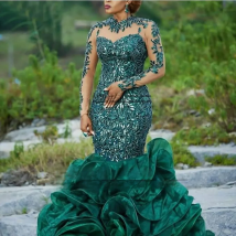 Abendkleider Hunter Green Evening Dress Organza Applique Long Formal Prom Dress Sequins Customized Sheer robe de soiree abiye