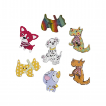 30pcs Cute Dog Series Cartoon Wood Buttons for Sewing Scrapbooking Clothing Headwear Handmade Crafts Home Decor Accessories DIY